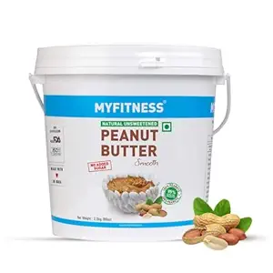 MYFITNESS All Natural Peanut Butter smooth 2.5kg | 100% Roasted Peanuts | 25g Protein | Tasty Nut Butter | No Added Sugar & Salt | No Palm Oil | Zero Cholesterol | Unsweetened Peanut Butter Creamy