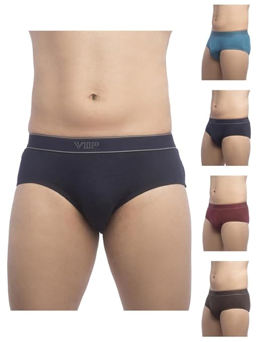 VIP Men's Cotton Solid (Pack of 5) Brief Assorted