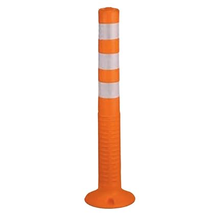 Flexible Plastic Spring Post Barrier (Orange), (Pack of 10)