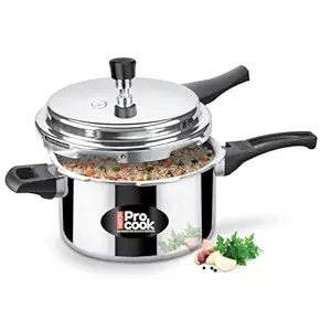 Milton Procook 5L Aluminium Pressure Cooker with Outer Lid, Non-Induction Base, Silver Finish, Durable and Efficient Cooking Solution for Everyday Meals, ISI Certified, 5 Years Warranty