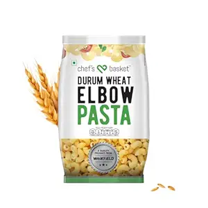 Chef's Basket Elbow Pasta | Made With 100% Durum Wheat Semolina | 100% Suji | No Maida | Rich in Protein & Fibre | 100% Vegetarian | Non-Sticky Healthy Pasta | 500 gm Pouch