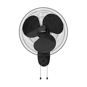 Havells Gatik Pro 400mm Wall Mount Fan | RPM: 1350 | Double string for Speed & Oscillation control | Thermal Overloaded Protected Motor | 100% Copper Wire Winding Motor | 2 Year Warranty (Black)
