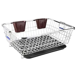 Dish Rack Big Size Utensils Basket Drainer & Dish Drainer Basket for Kitchen/Utensil Stand for Kitchen/Dish Drying Rack with Drainer/Bartan Stand/Dish Rack for Kitchen (60x47x23)