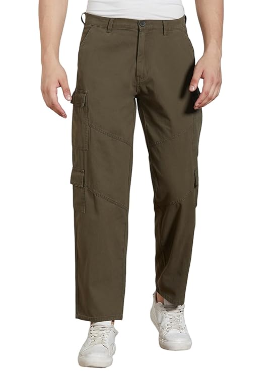 Dennis Lingo Men Cotton Lycra Solid Stretchable Cargo Trousers