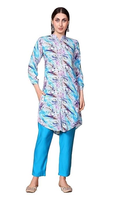 MINQUE Women's Blue Kurta Pant Set