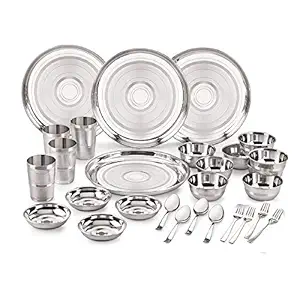 Neelam Stainless Steel 24 Gauge, Diamond Touch 28 Pcs Dinner Set