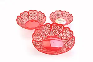 Nayasa Heart 3 Piece Plastic Fruit Basket Set | Plastic Tokri for Vegetables