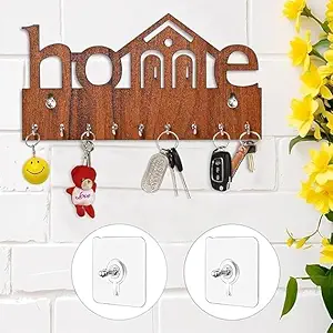 Stylish MDF Key Holder for Wall - Modern Entryway Organizer (Light Brown)