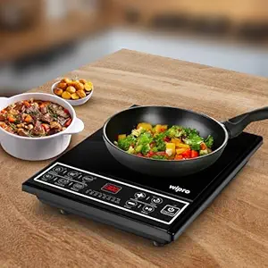 Wipro Vesta CIC102 Induction Cooktop 1600 W with soft Push button| Crystal Glass Plate|7 Segment LED display For power And temperature settngs For fast cooking,Black