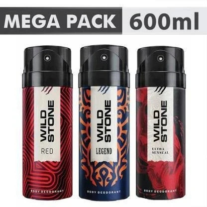 Wild Stone Ultra Sensual , Red & legend (200 ml Each) Deodorant Spray - For Men (600 ml, Pack of 3)