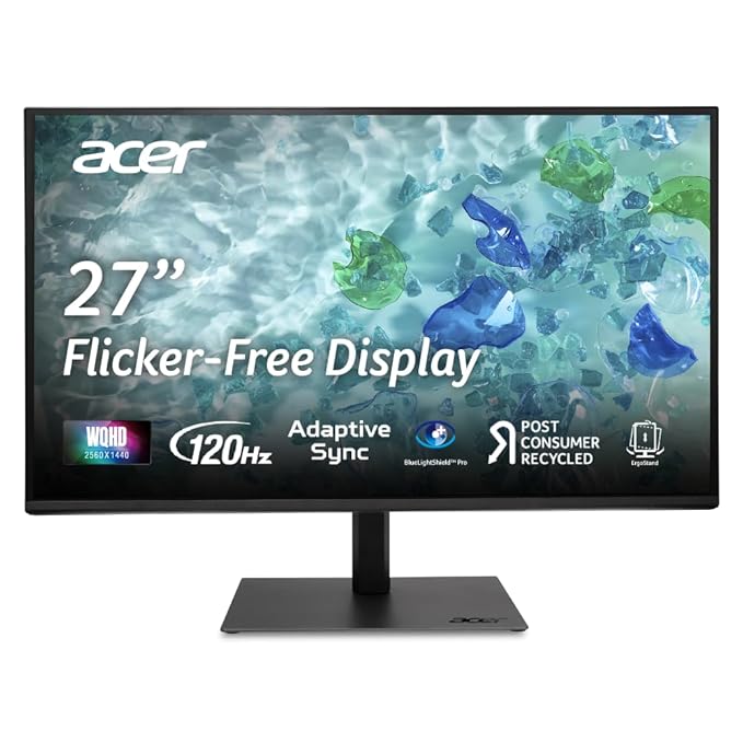 Acer B277U 27 inch WQHD Monitor with ErgoStand and 120Hz AdaptiveSync