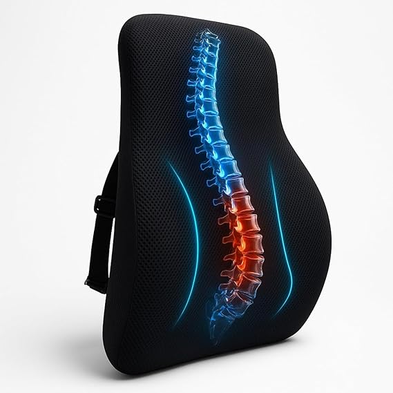 Memory Foam Car Seat Back Support, Orthopedic Lumbar Back Rest for Back Pain Relief, Back Support Pillow for Office ChairCarBack Support Pillow,-Seat Cushion