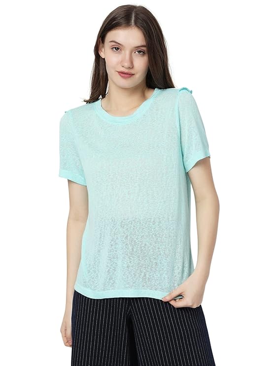 VERO MODA Women's Rayon Blend Regular Fit T-Shirt