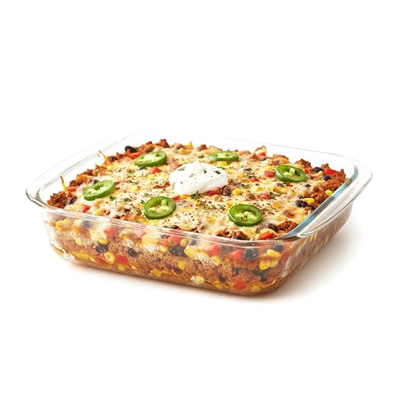 Amazon Brand - Solimo Baking Dish, Safe for Use in Microwave, Oven and Dishwasher (Rectangle, 900 Ml)