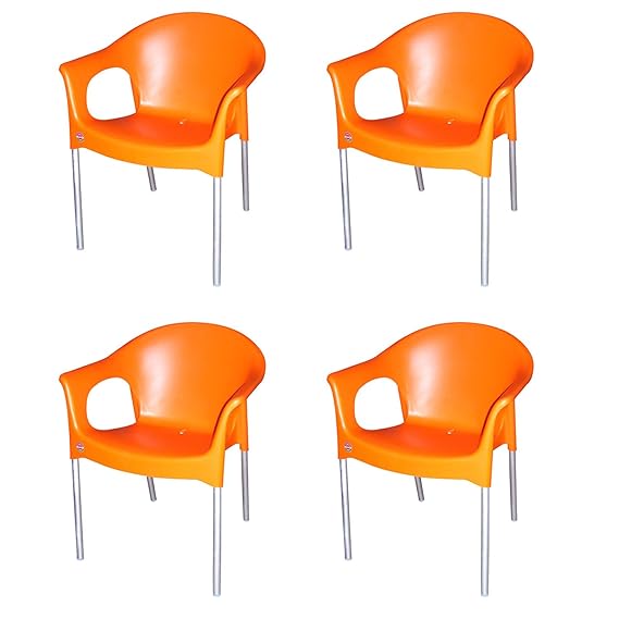 Cello Metallo Cafeteria Set of 4 Chairs (Orange)