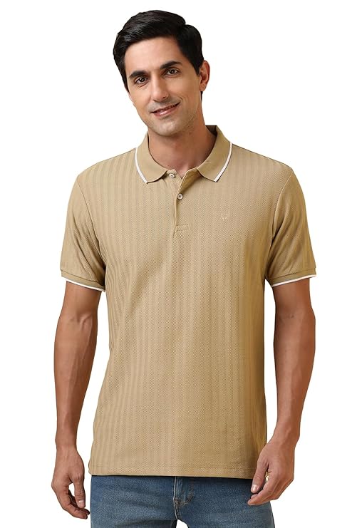 Allen Solly Men Polycotton Regular Fit Solid Textured Herringbone Polo
