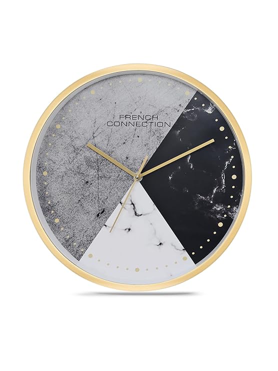 French Connection Elegant Analog Tricolour Dotted Round Wall Clock - Size: 12 Inches - FCWC15-A