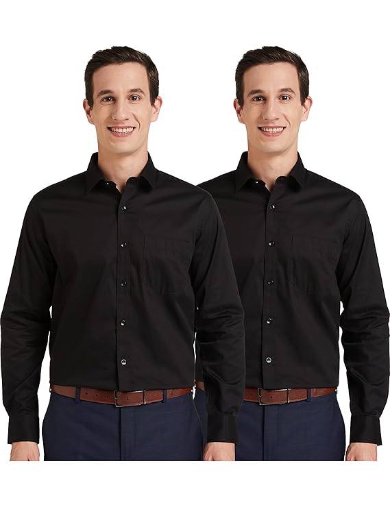Amazon Brand - Symbol Men Formal Regular Fit Shirt (Pack of 2)