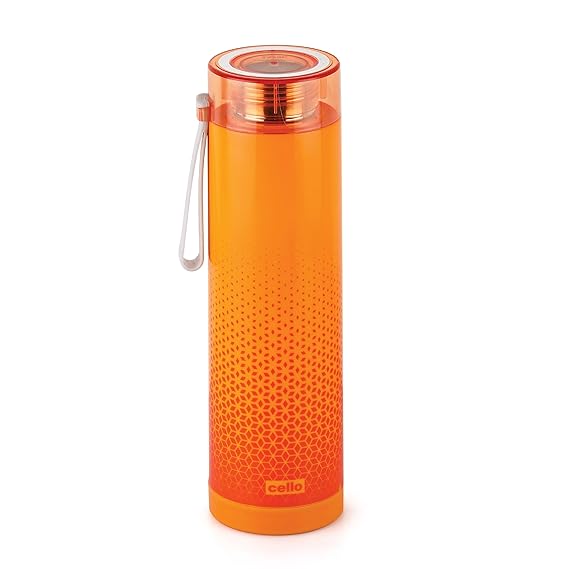 CELLO Puro Steel-X Hummer 900 | BPA Free | Leak Proof and Break Proof | Keeping Content Cold for Long | Best Usage for Office, School, College, Home, Fridge | Orange
