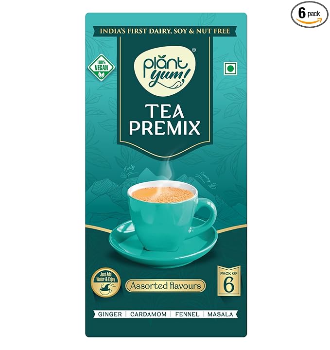 Plant Yum Premium Tea Premix - Instant Chai | Easy-to-Make | Ready-to-Drink | Pack of 6 Assorted.