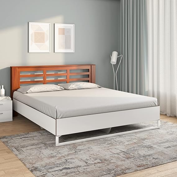 Nilkamal Maple Meta Without Storage | 1 Year Warranty Engineered Wood Queen Bed (Finish Color - White, Delivery Condition - Knock Down)