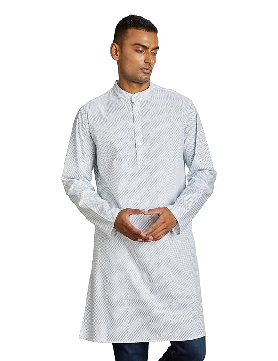 Amazon Brand - Symbol Men's Solid Cotton Mid Length Kurta (Regular Fit)