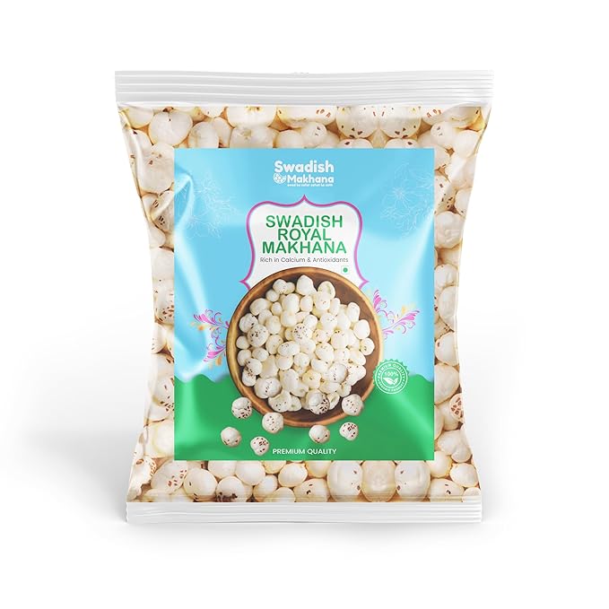 Swadish Royal Makhana | Rich in Calcium, Fiber | Maintains Weight | Foxnuts/Lotus Puffs Fit for Fasting | Gluten Free | Healthy & Crunchy Snack - 1kg
