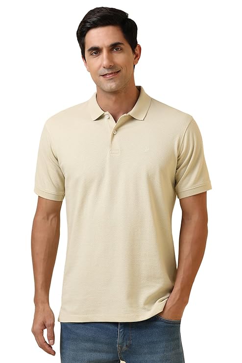 Allen Solly Men's Regular Fit Solid Popcorn Textured Polo
