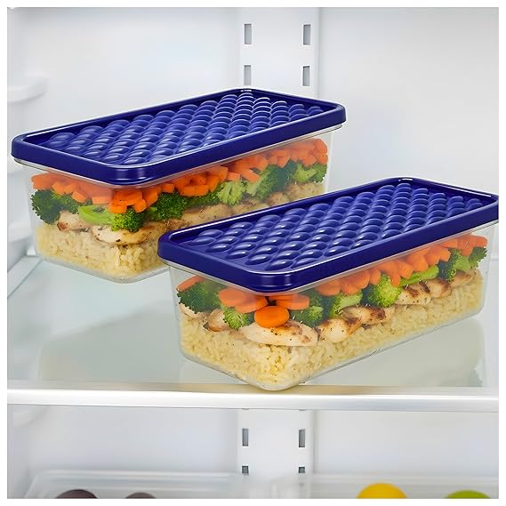 SWAPKART Airtight Plastic Storage Containers Set for Kitchen | Pantry Organizer Boxes for Fridge | Durable, Space-Saving, Freezer & Dishwasher Safe Kitchen Accessories 1200 ML (Set of 2)