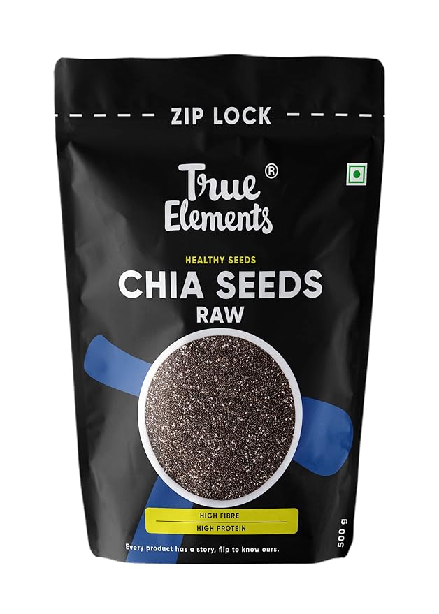 True Elements Chia Seeds 500g - Seeds for Weight Management | Rich in Calcium, Protein & Fibre | Beat the Heat | 100% Clean Chia Seeds for Eating | Antioxidant Rich Seeds