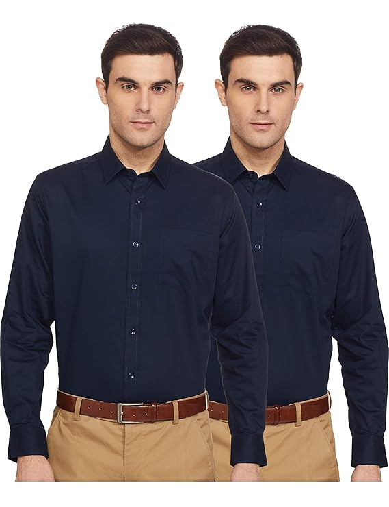 Amazon Brand - Symbol Men Formal Regular Fit Shirt (Pack of 2)