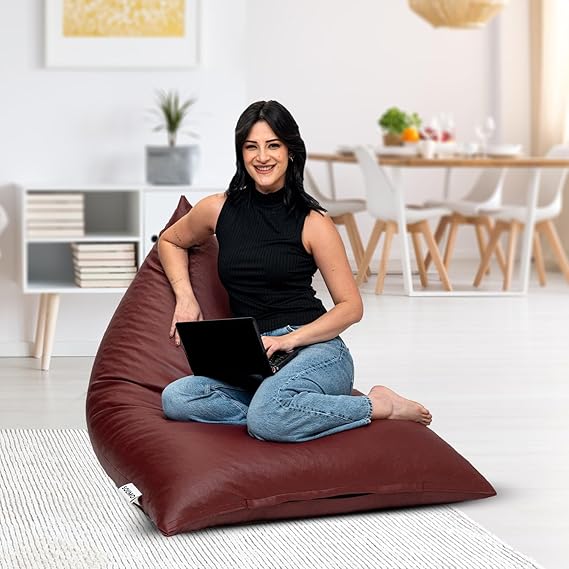 Solimo Premium Faux Leather Triangle Bean Bag for Comfortable Seating | Amazon Brand