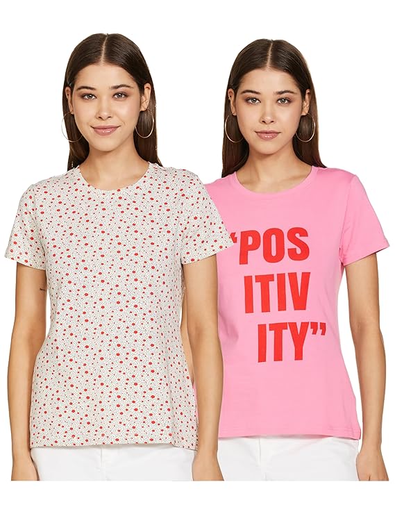 Amazon Brand - Symbol Women's Cotton Stretch Half Sleeve Round Neck Regular Fit T-Shirt (Available in Plus Sizes)