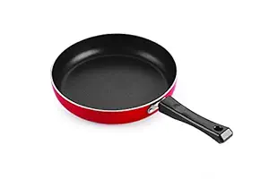Nirlon Aluminium Non-Stick Fry Pan, 20 cm, Red and Black