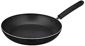 Amazon Brand - Solimo Virgin Aluminium Non-Stick Frypan with Non-Stick Coating | Non Induction | Black -24 cm & 2mm Thickness