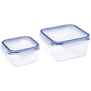 Amazon Brand - Solimo Square Glass Storage Container Set