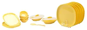 Signoraware Plastic Dinner Set - 23 Pieces, Lemon Yellow