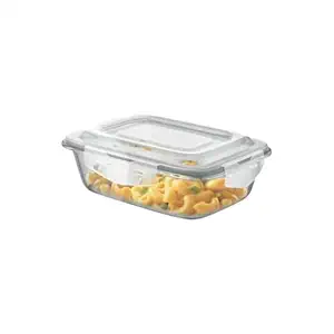 Signoraware Safe N Store Glass Rectangular Container | Airtight & Leakproof Locking Lid | Microwave Safe | Ideal for Carrying Homemade Meals, Snacks, Salads or Storing Leftovers (370ml | Clear) - Safe N Store Containers