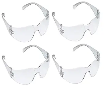 3M 11880 Safety Goggles Polycarbonate Antifog Protector Anti Pollution Goggles For Multipurpose Eyewear Use In Riding Motorcycle, Construction, Clear Transparent Goggles (Pack of 4)