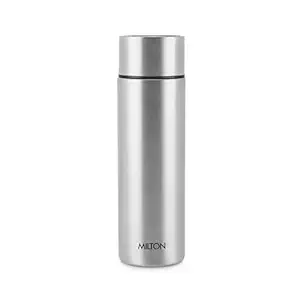 MILTON Glide 1000 Stainless Steel Water Bottle 1 ltr, Single Walled, ISI Certified I Leak Proof Lid, Rust Proof I For School, Office, Gym I Silver