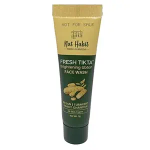Nat Habit Ubtan Face Wash, Fresh Daily Tikta For Men & Women, Skin Brightening With Activated Wild Turmeric, Suitable For All Skin Types, Chemical & Sulphate Free, 7g