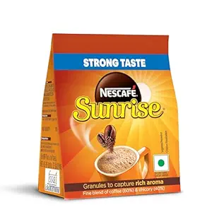 Sunrise Instant Coffee Powder | Strong Taste For The Perfect Start To Your Day | Coffee Chicory-Mix | 190g /200g, Stabilo Pack, Bag