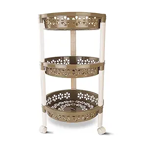 Nayasa Candy Round Trolley 3 Layers Kitchen Organizer