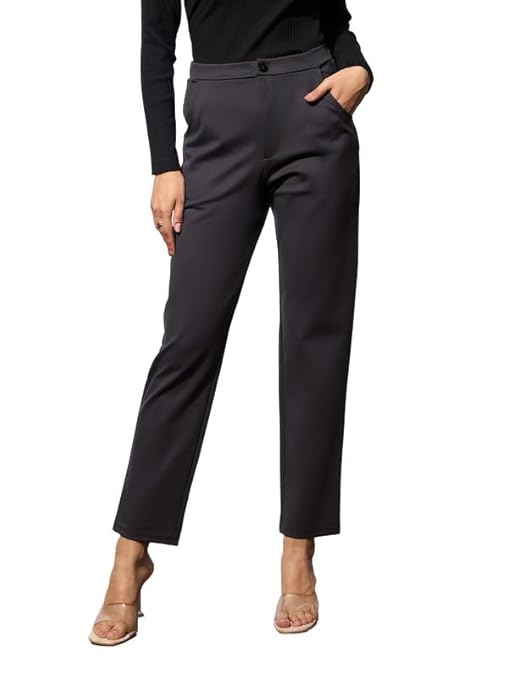 Black 4-Way Stretch Tapered Pants