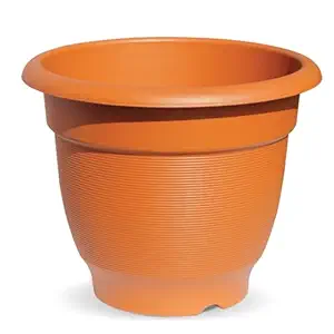 MILTON Blossom Mate 5 Round Planter, Terracotta Brown, Indoor/Outdoor Decoration
