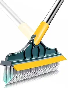 Bathroom Cleaning Brush with Wiper | Long Handle Floor Scrubber