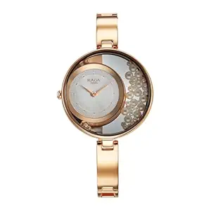 Titan Raga Power Pearls Quartz Analog White Dial Rose Gold Metal Strap Watch for Women