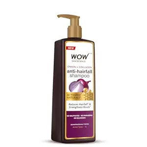 WOW Skin Science Onion & Collagen Anti-Hairfall Shampoo|Reduces Hairfall|Strengthens Roots|Nourishes Scalp|Prevents Breakage|Enhances Hair Thickness and Shine|New & Improved Formulation|1000ml