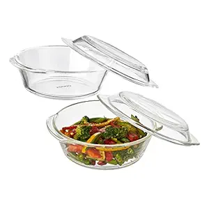 Amazon Solimo Borosilicate Glass Casserole Serving Bowl Set