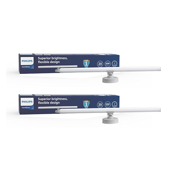 Philips 2ft 20W Compact Mirror light | ForeGlow Decorative Modern Tubelight for Home | Warm White, Pack of 2